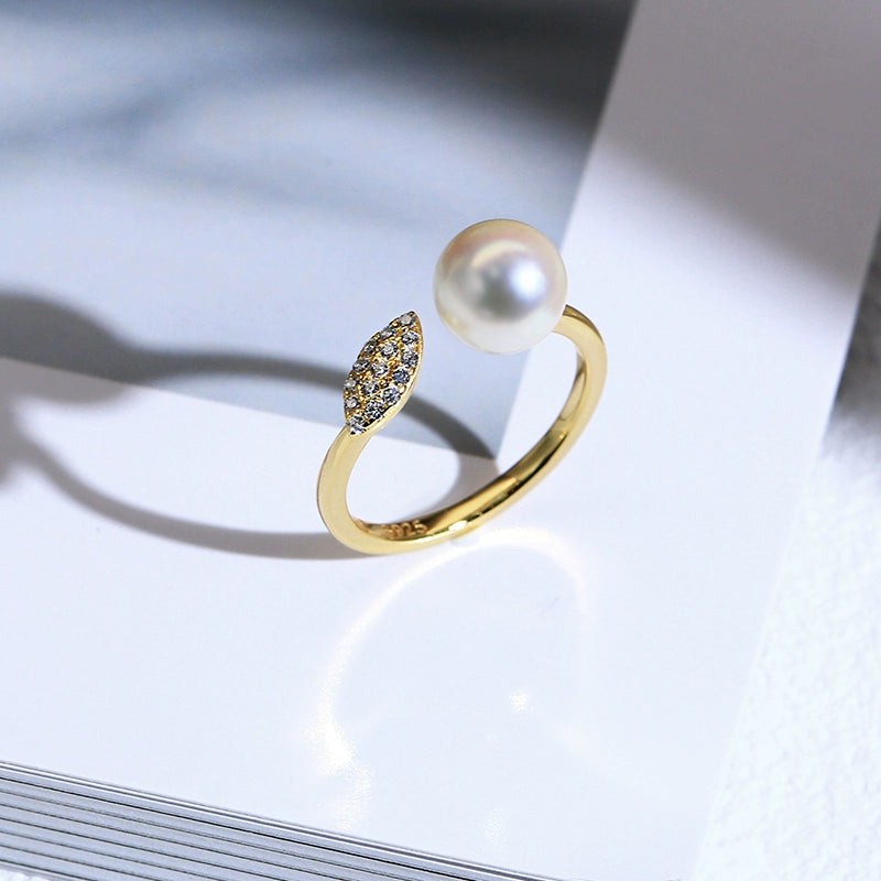 Bague SuMang Jewelry en argent S925, style sobre, avec perle d'eau douce naturelle de 7 à 8 mm