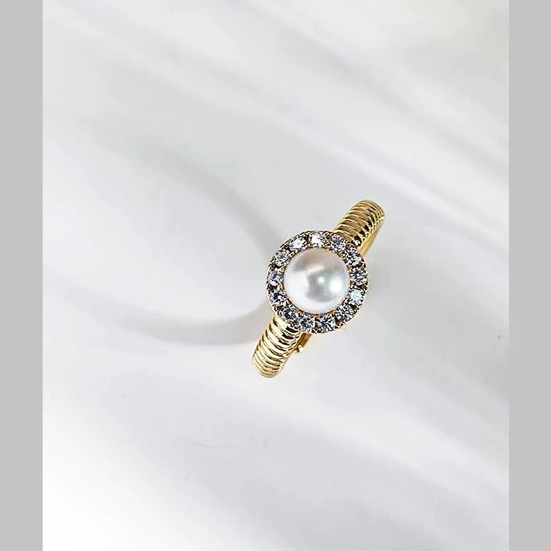 奢華大氣珍珠戒指首飾 DIY 5-6mm 天然淡水珍珠 S925 鍍銀