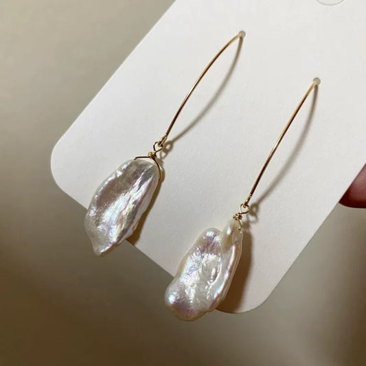 Boucles d'oreilles en perles d'eau douce baroques naturelles, irrégulières et colorées, longues et élégantes, nouvelle collection été pour femmes