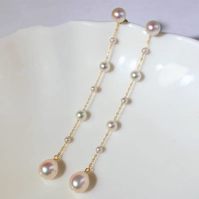 Nouvelle paire de boucles d'oreilles en perles d'eau douce, clous d'oreilles, étoiles scintillantes, en argent s925 plaqué or 18k, bijoux pour petite amie ou amie.