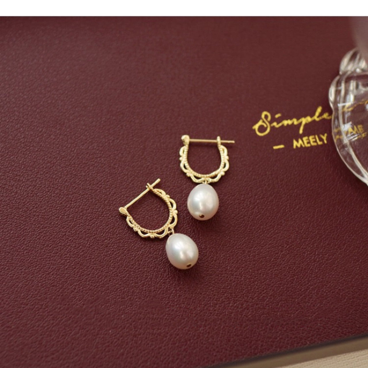 Boucles d'oreilles en perles naturelles pour femmes, design unique, en dentelle, avec aiguille en argent 925, plaqué or, créoles ajourées, clous d'oreilles, accessoires élégants