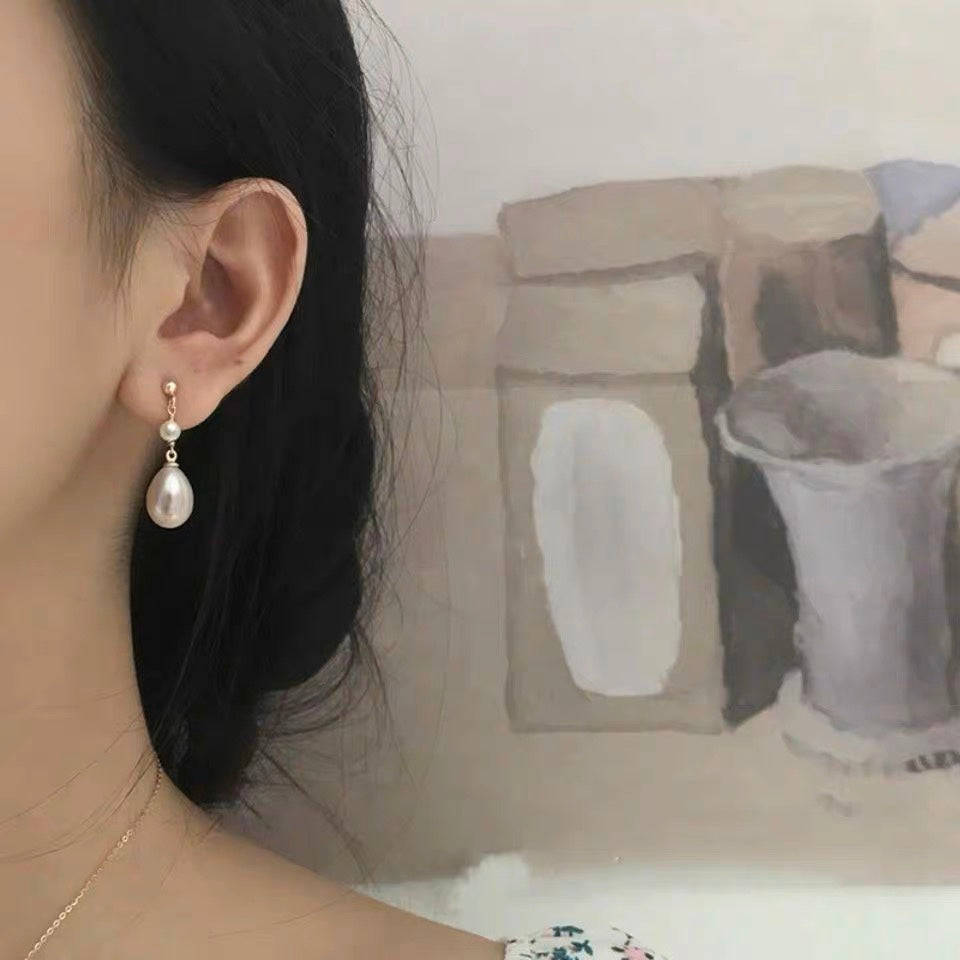 Boucles d'oreilles en véritable perle naturelle Baroque avec lumière forte, style rétro français, clous d'oreilles en perles d'eau douce, cadeau pour amie
