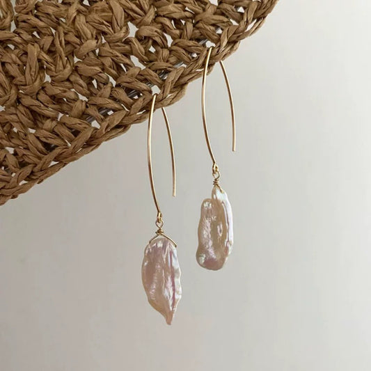 Boucles d'oreilles en perles d'eau douce baroques naturelles, irrégulières et colorées, longues et élégantes, nouvelle collection été pour femmes