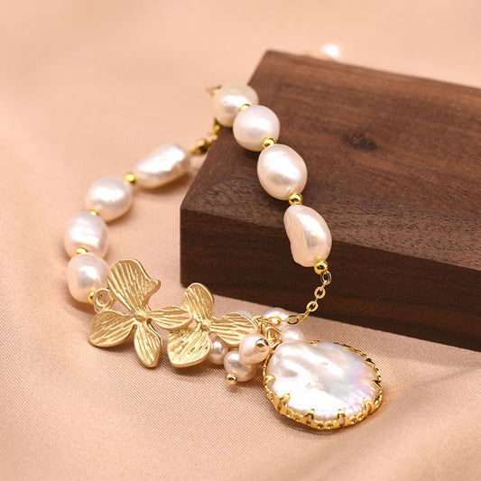 Bracelet en perles blanches baroques naturelles pour femmes, bijou de style japonais et coréen, simple et élégant