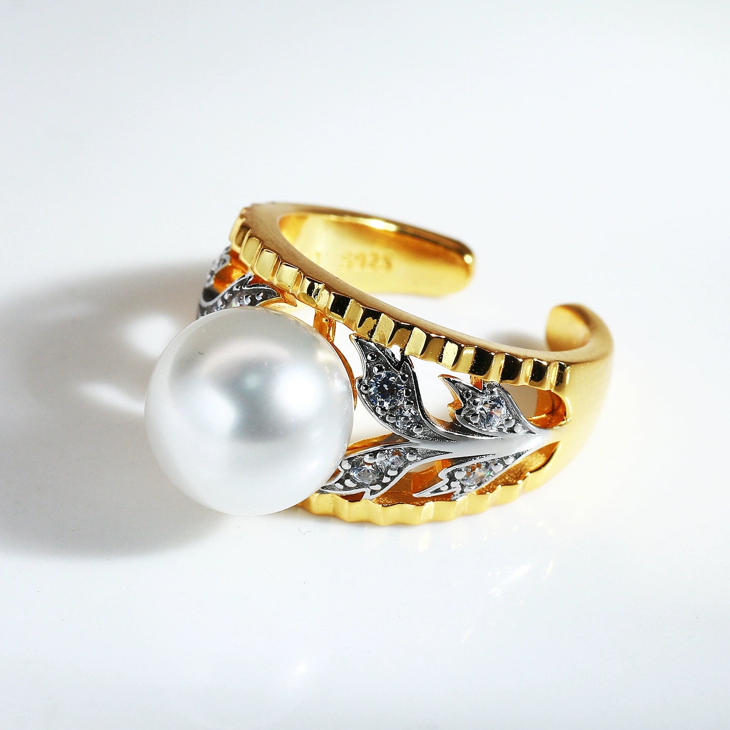 新款復古配色珍珠戒指 女式首飾 DIY 10-11mm 天然淡水珍珠