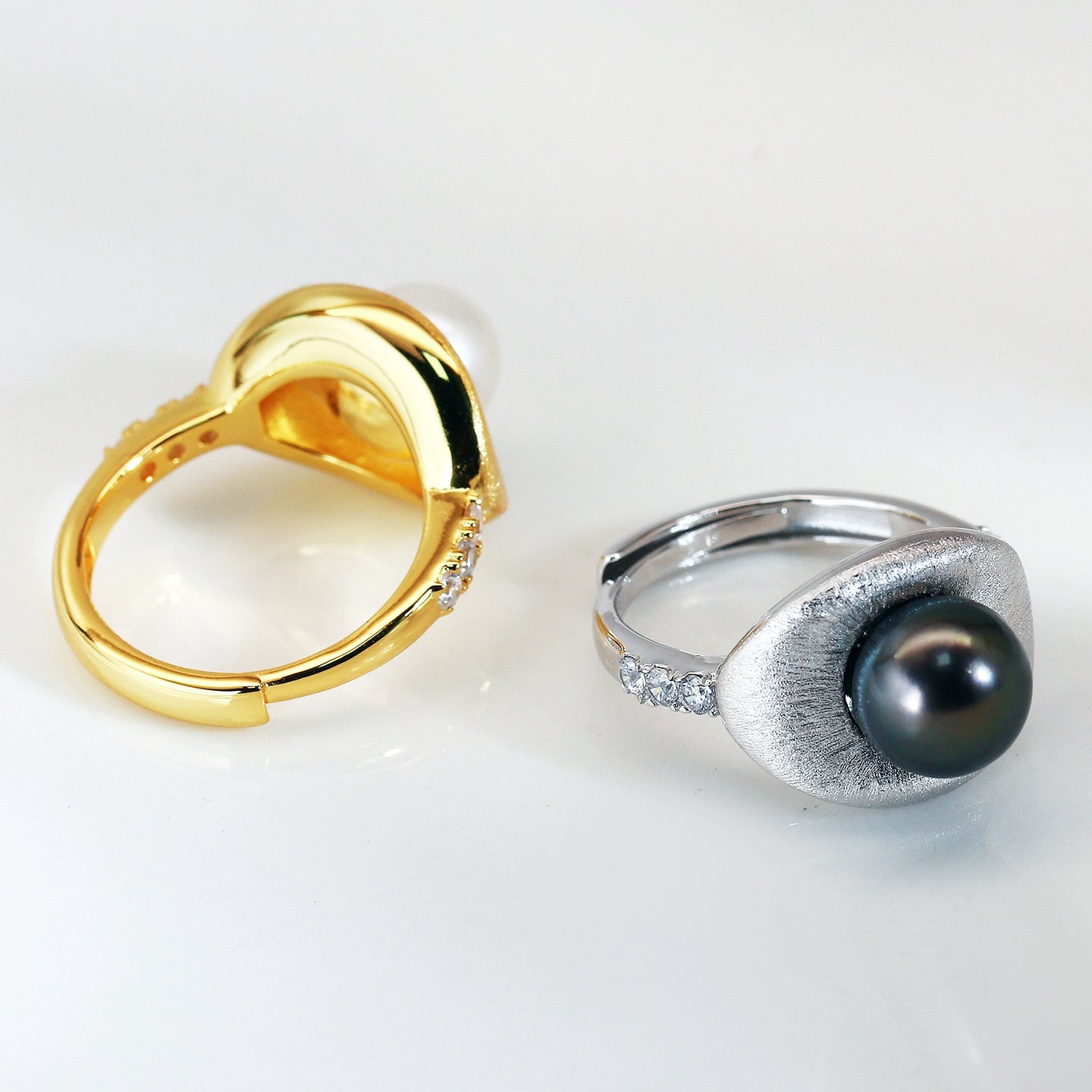 Bague légère et luxueuse en perle brossée, perle d'eau douce naturelle de 5 à 6 mm