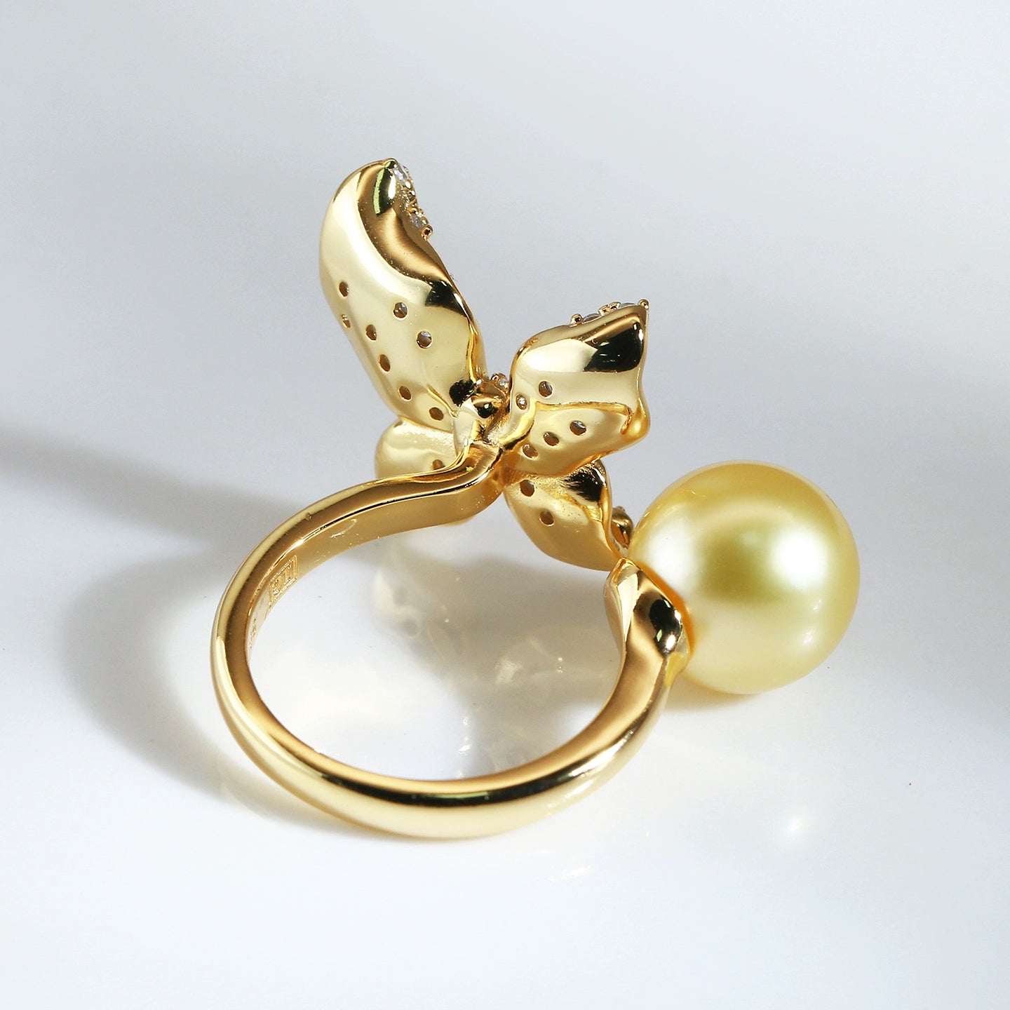 11-12Mm natural freshwater pearl light luxury retro butterfly pearl ring DIYs925