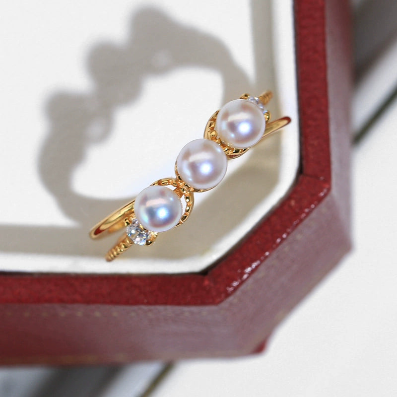 蘇芒珠寶 S925 純銀多珠戒指，鑲嵌 3-4 毫米天然淡水珍珠，享受奢華體驗