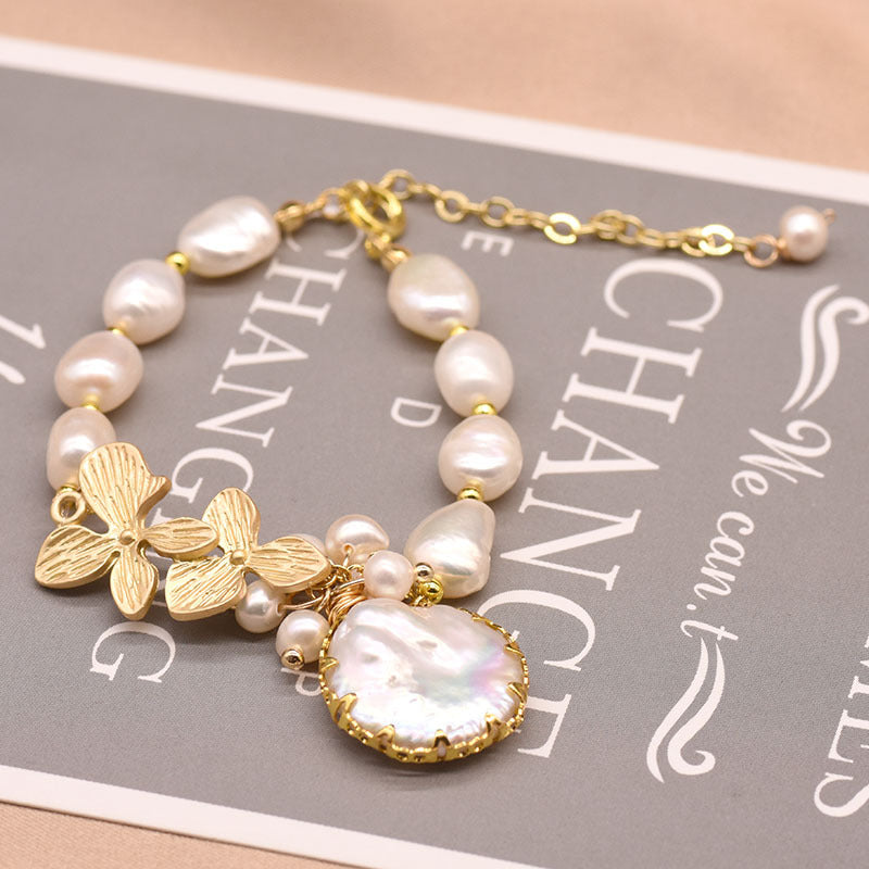 Bracelet en perles blanches baroques naturelles pour femmes, bijou de style japonais et coréen, simple et élégant