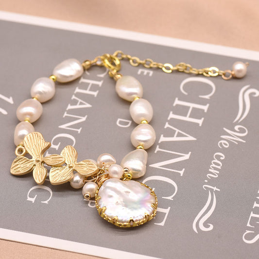 Bracelet en perles blanches baroques naturelles pour femmes, bijou de style japonais et coréen, simple et élégant