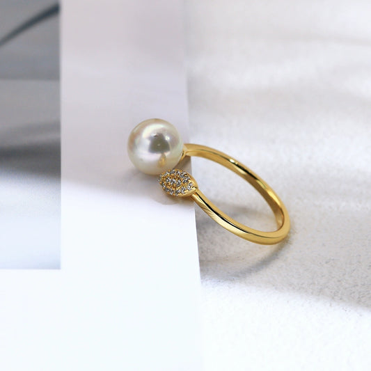 Bague SuMang Jewelry en argent S925, style sobre, avec perle d'eau douce naturelle de 7 à 8 mm