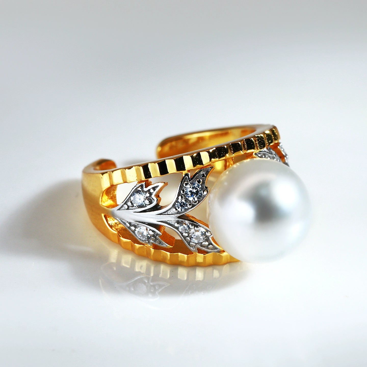 新款復古配色珍珠戒指 女式首飾 DIY 10-11mm 天然淡水珍珠