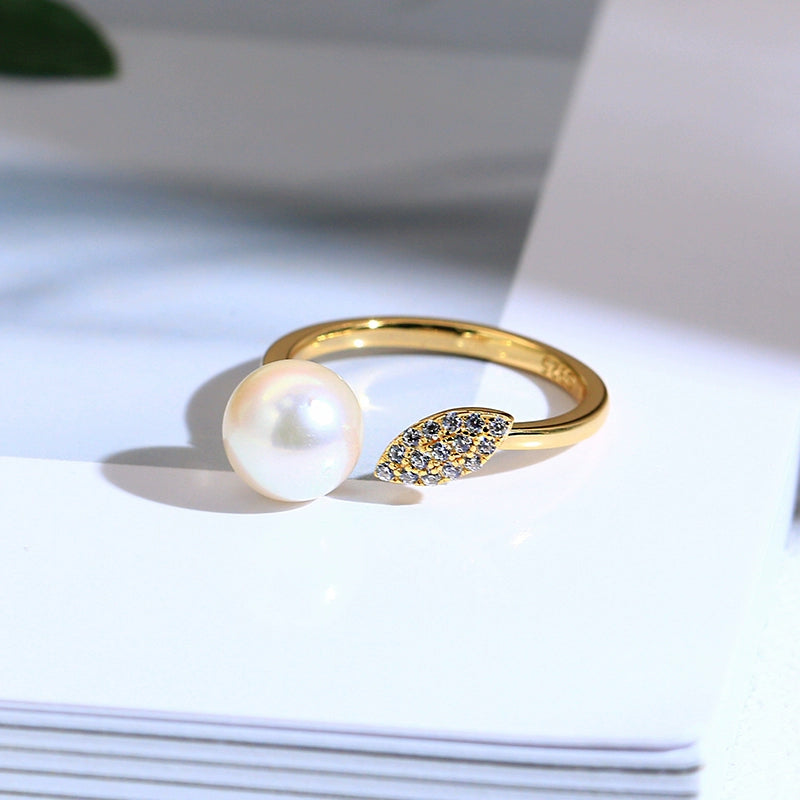 Bague SuMang Jewelry en argent S925, style sobre, avec perle d'eau douce naturelle de 7 à 8 mm