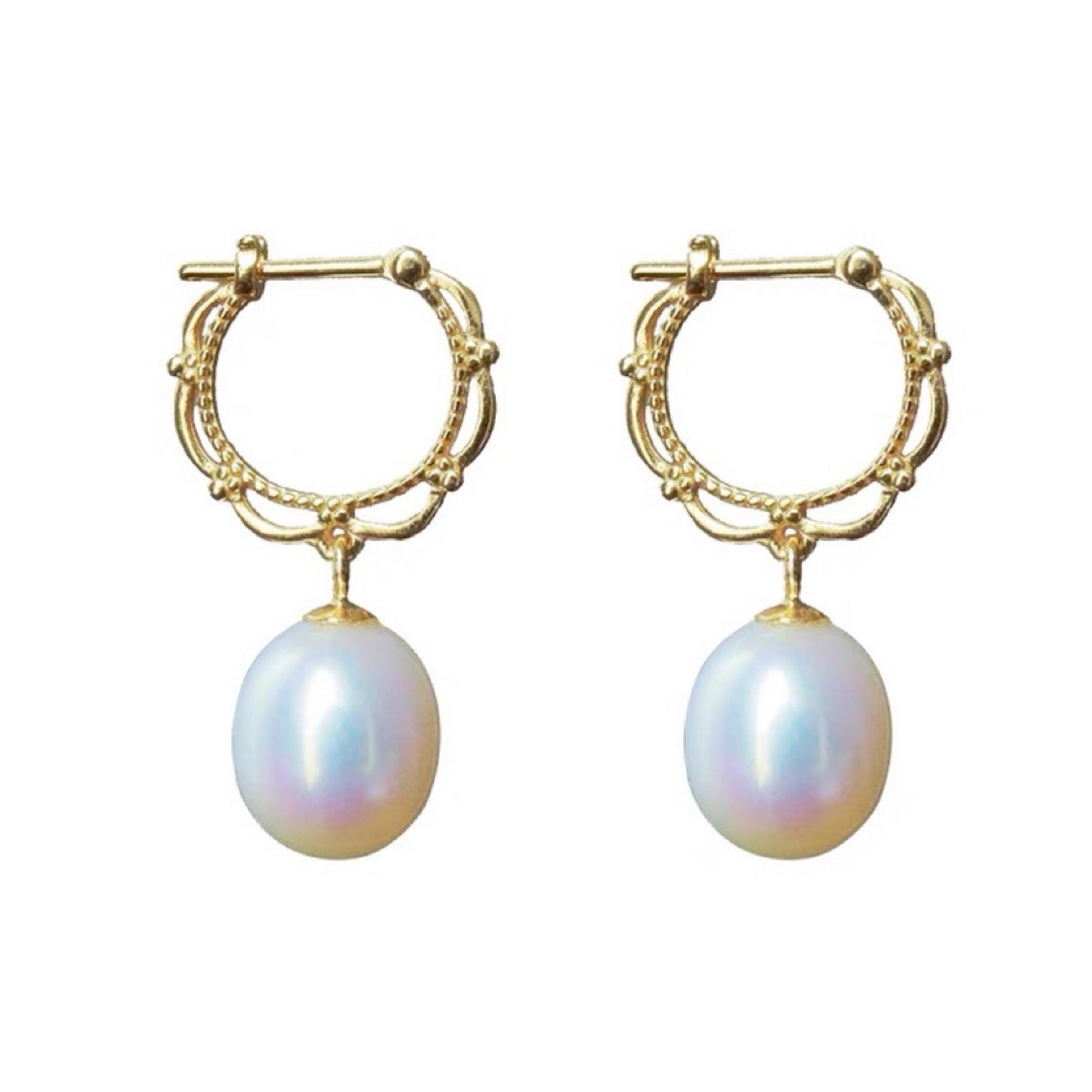 Boucles d'oreilles en perles naturelles pour femmes, design unique, en dentelle, avec aiguille en argent 925, plaqué or, créoles ajourées, clous d'oreilles, accessoires élégants