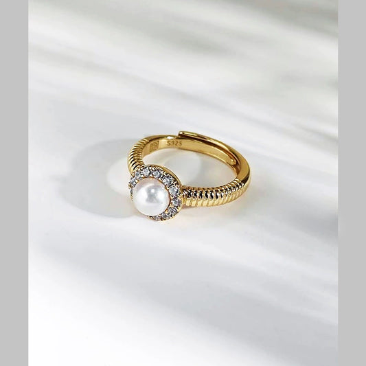 Bague de luxe en perle atmosphérique, bijou à faire soi-même, perle d'eau douce naturelle de 5 à 6 mm, plaquée argent S925