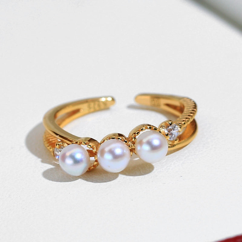 蘇芒珠寶 S925 純銀多珠戒指，鑲嵌 3-4 毫米天然淡水珍珠，享受奢華體驗