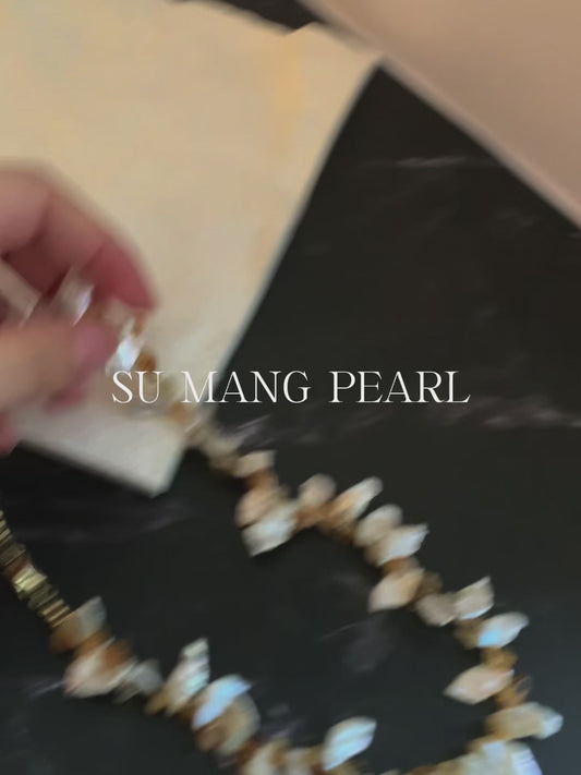 Collier de perles baroques mélangées et de citrine naturelle, serti sur un chaton irrégulier, accessoire haut de gamme pour les tenues d'automne et d'hiver 